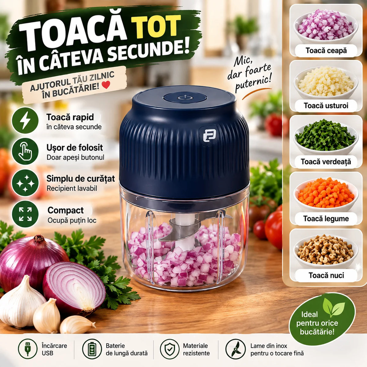 Tocător Electric Rapid ChopMaster – Taie Tot În Câteva Secunde