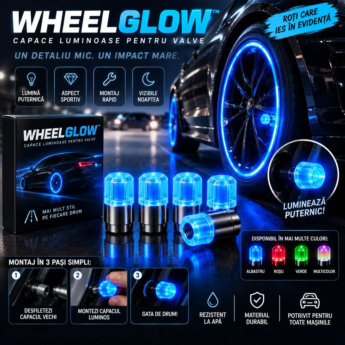 Capace Luminoase Pentru Valve WheelGlow – Roți Care Ies În Evidență