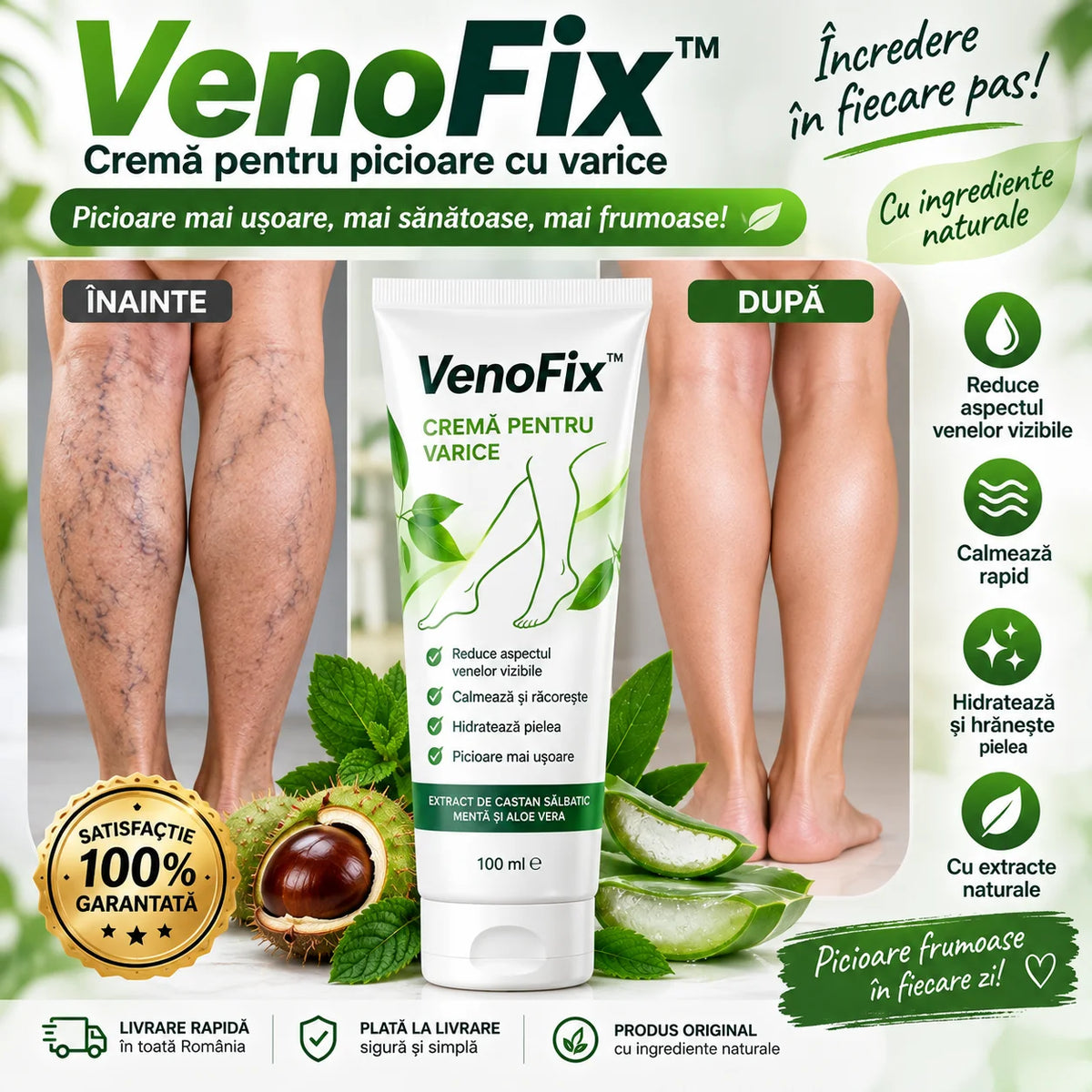 Cremă Pentru Varice VenoFix – Picioare Mai Ușoare și Mai Frumoase